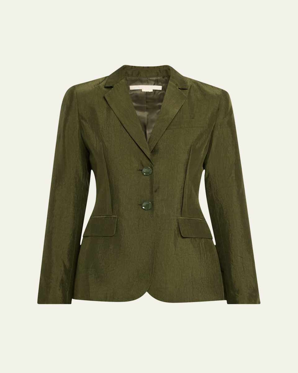 Crinkled Satin Single-Breasted Blazer